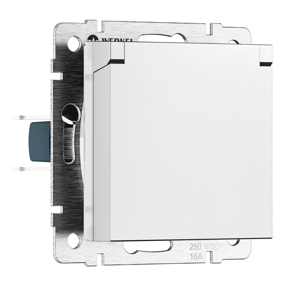 Розетка с заземлением и шторками c крышкой IP44 N (белый матовый) W1171261 Werkel a069590